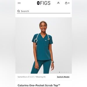FIGS Caribbean Blue Catarina One-Pocket Scrub Top